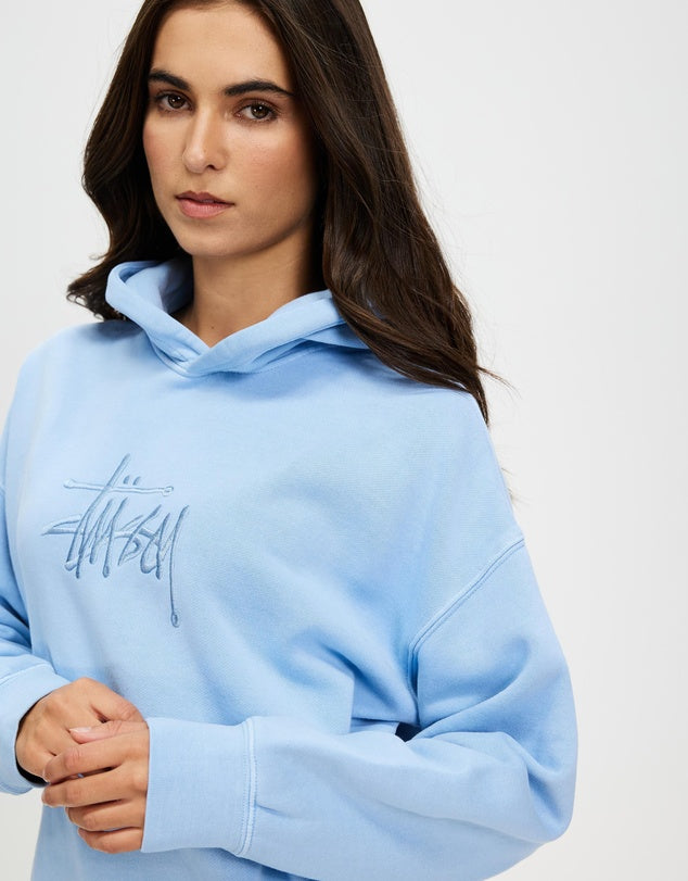 STUSSY Graffiti Embroidered OS Womens Hoodie - Pigment Powder Blue