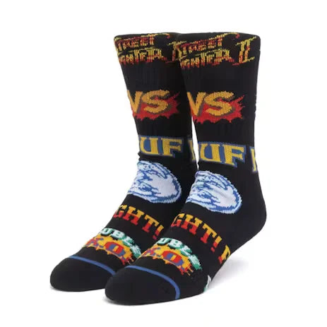 HUF Street Fighter Graphic1pk Crew Socks - Black