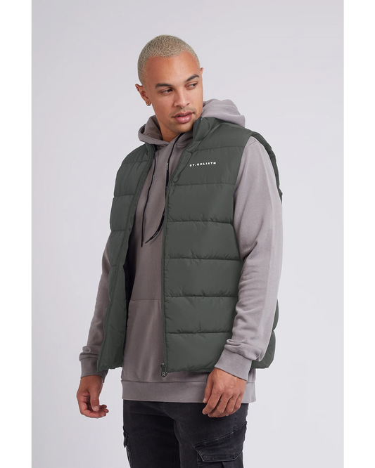 ST GOLIATH Essential Mens Puffer Vest - Khaki