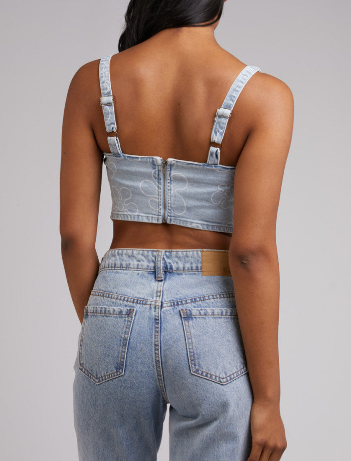 SILENT THEORY Kendrick Corset Top - Light Blue