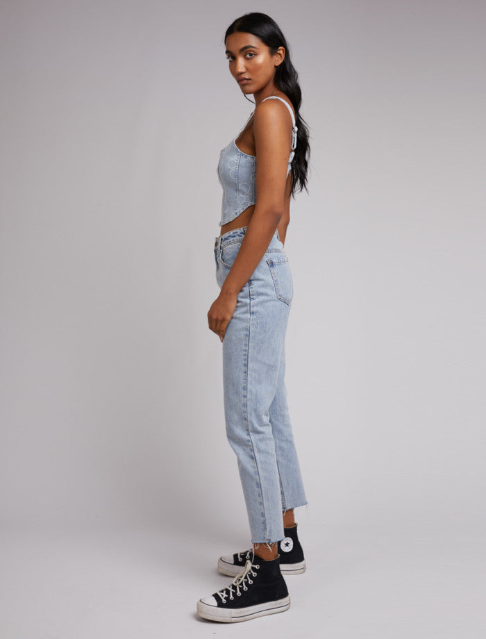 SILENT THEORY Kendrick Corset Top - Light Blue