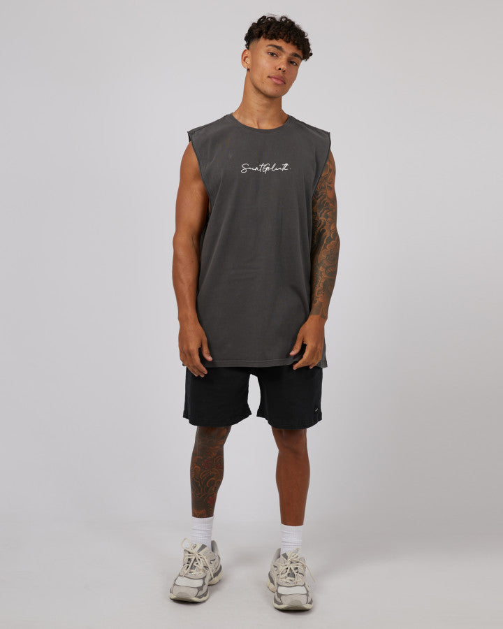 ST GOLIATH Link Mens Muscle Tank - Washed Black