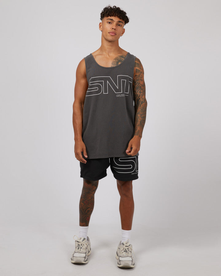 ST GOLIATH Link Mens Singlet - Washed Black