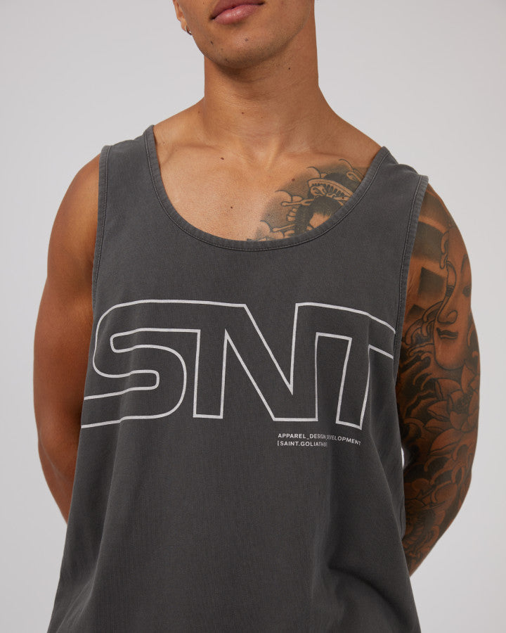 ST GOLIATH Link Mens Singlet - Washed Black