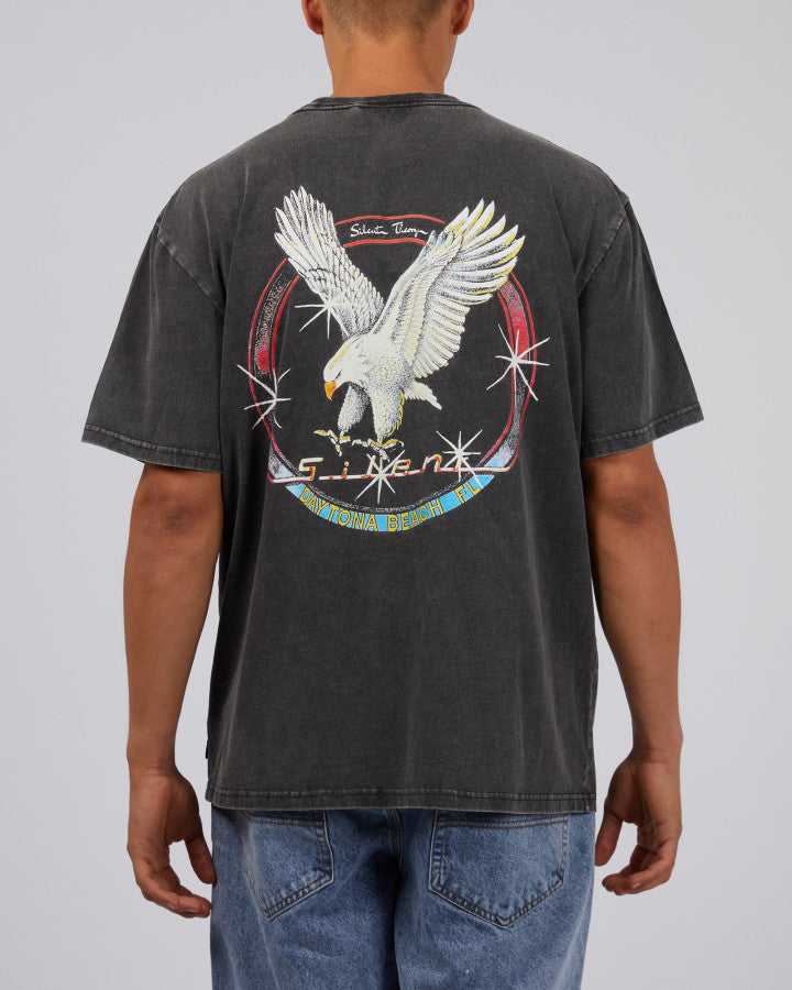 SILENT THEORY Majestic Eagle Mens Tee - Washed Black