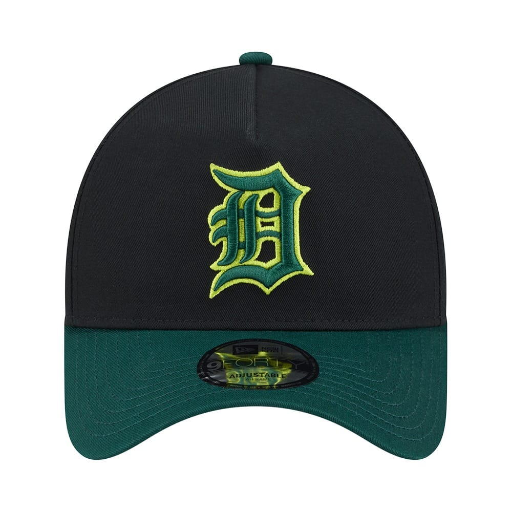 NEW ERA Detroit Tigers Field Green 2-Tone 9FORTY A-Frame Snapback Cap - Black/Dark Green
