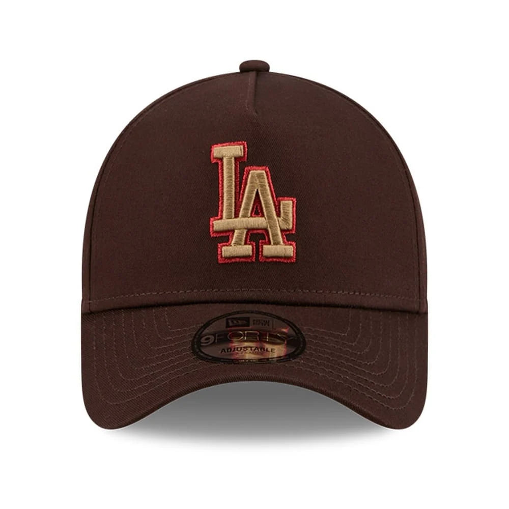NEW ERA Los Angeles Dodgers Choc Cherry 9FORTY A-Frame Snapback Cap - Burnt Wood