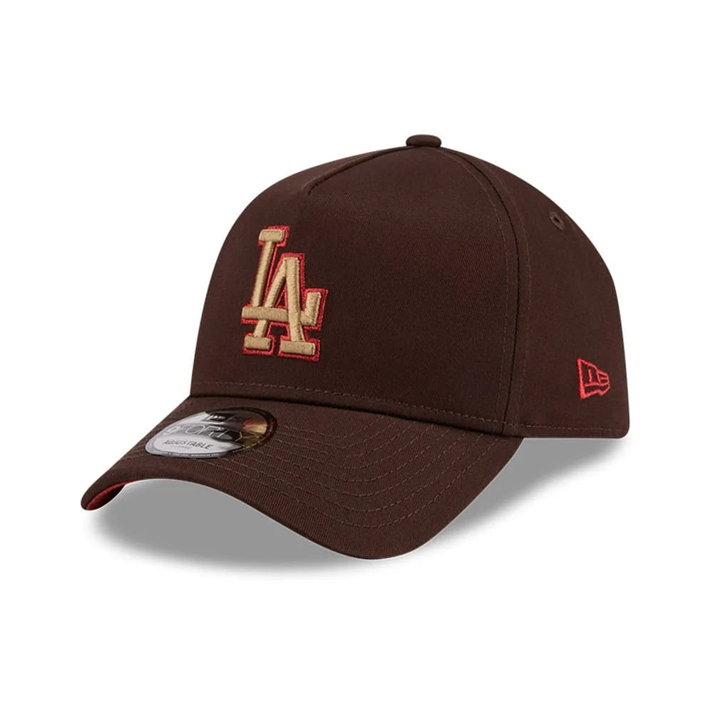 NEW ERA Los Angeles Dodgers Choc Cherry 9FORTY A-Frame Snapback Cap - Burnt Wood