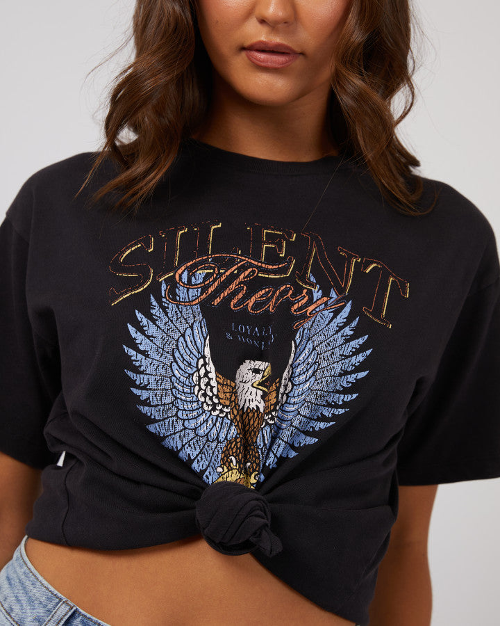 SILENT THEORY Open Wings Womens Tee - Washed Black