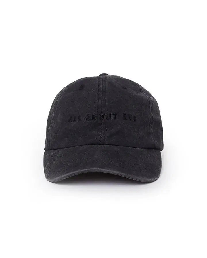 ALL ABOUT EVE Washed 6 Panel Strapback Cap - Black