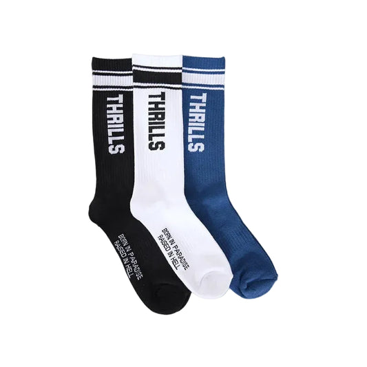THRILLS Hard Knocks 3pk Socks - Black/White/Federal Blue