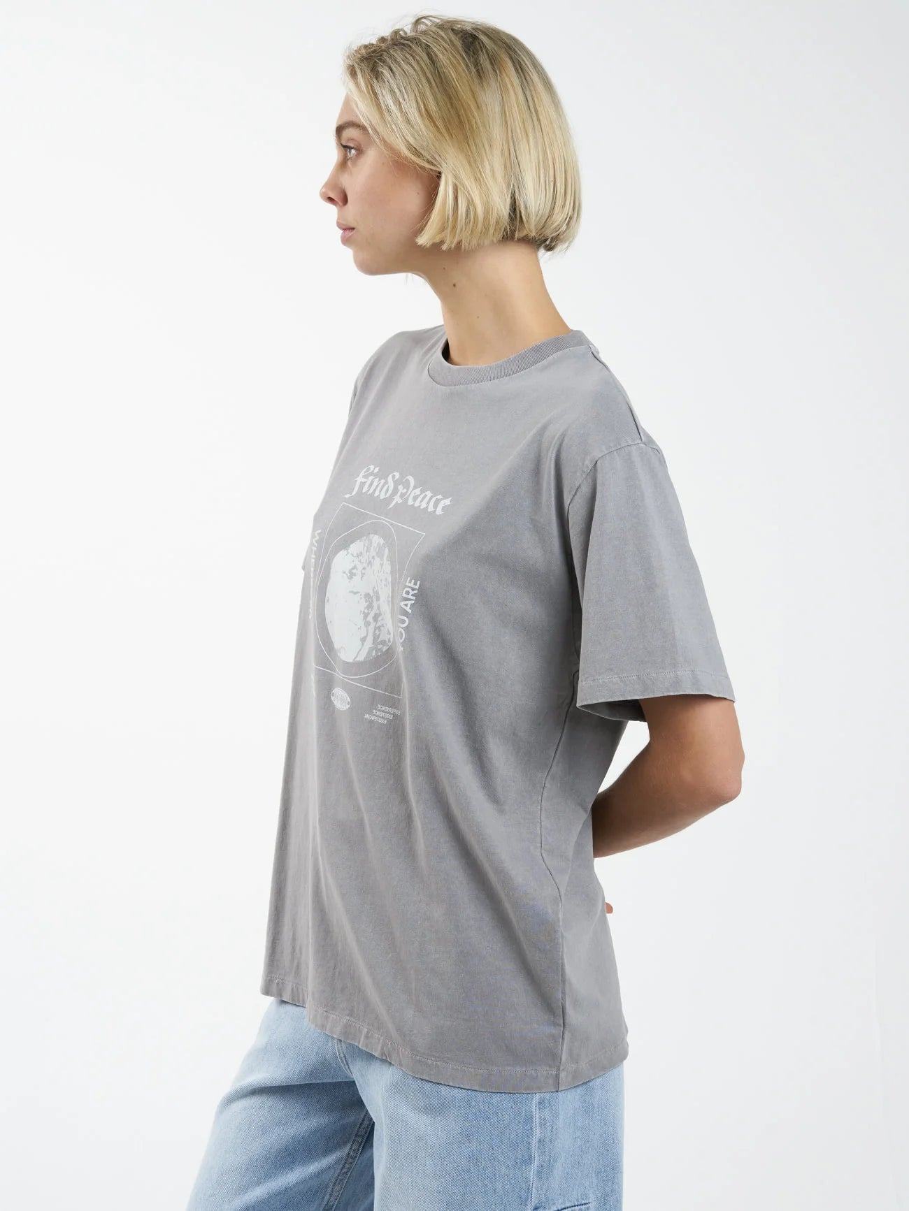 THRILLS Find Peace Merch Fit Womens Tee - Washed Gray