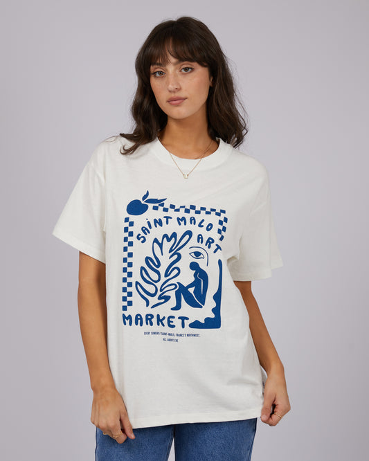 ALL ABOUT EVE Eve Saint Malo Womens Oversized Tee - White