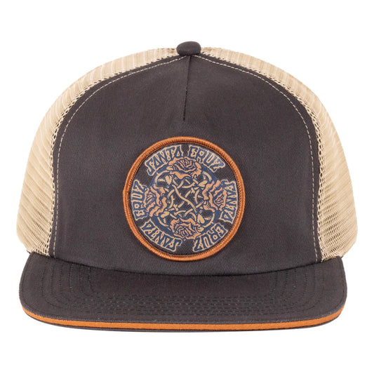 SANTA CRUZ Dressen Evo Roses Patch Snapback Trucker Cap - Off Black