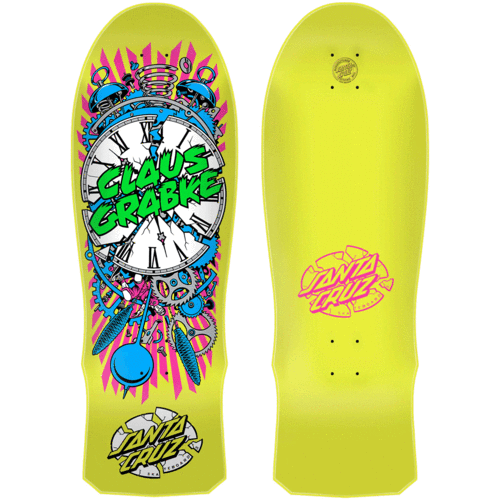 SANTA CRUZ Grabke Exploding Clock Reissue 9.5 X 31 Deck - Yellow