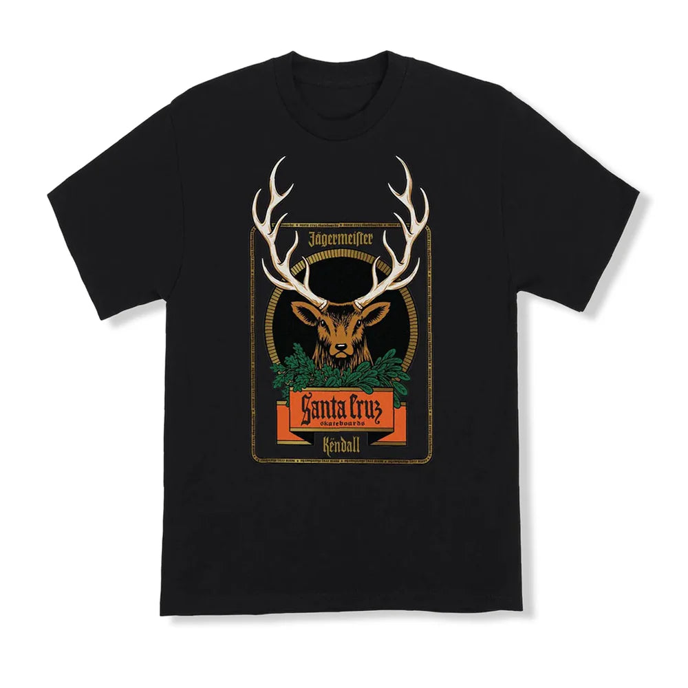 SANTA CRUZ Jägermeister Kendall Deer Heavyweight Mens Tee - Black