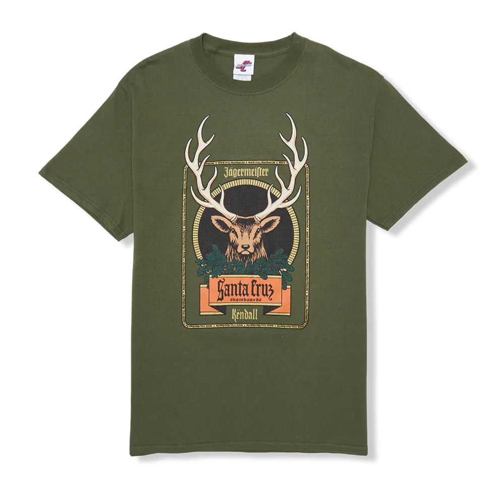 SANTA CRUZ Jägermeister Kendall Deer Heavyweight Mens Tee - Olive