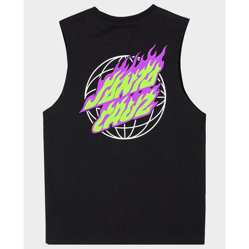 SANTA CRUZ Global Flame Dot Youth Muscle Tee - Black