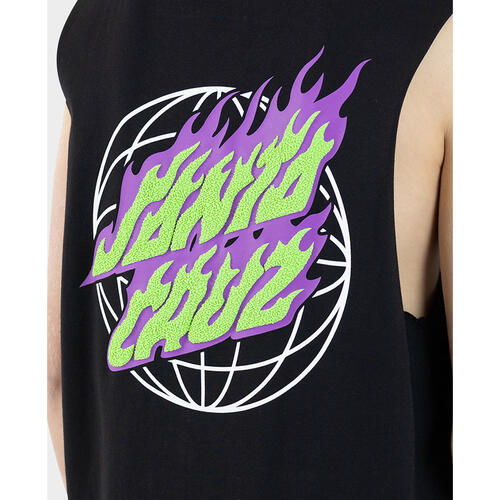 SANTA CRUZ Global Flame Dot Youth Muscle Tee - Black