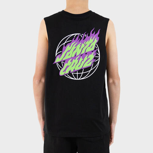 SANTA CRUZ Global Flame Dot Youth Muscle Tee - Black