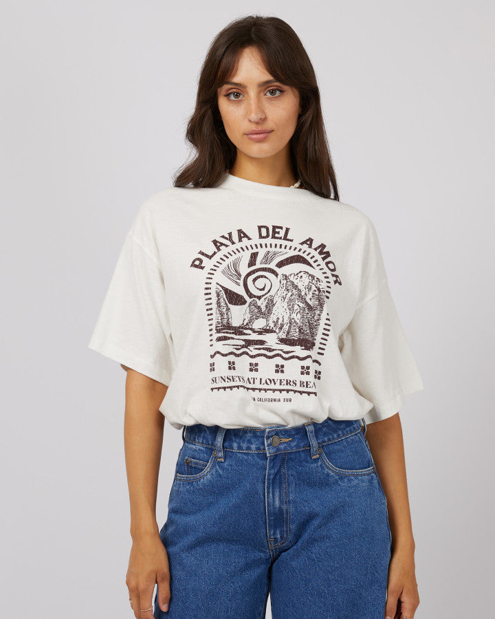 ALL ABOUT EVE Solar Oversized Womens Tee - Vintage White