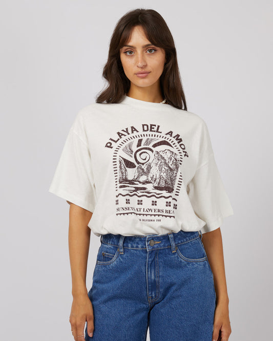 ALL ABOUT EVE Solar Oversized Womens Tee - Vintage White