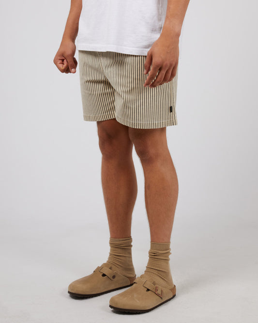 SILENT THEORY Stripe Mens Shorts - Tan