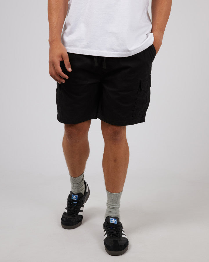 SILENT THEORY Utility Mens Cargo Shorts - Black