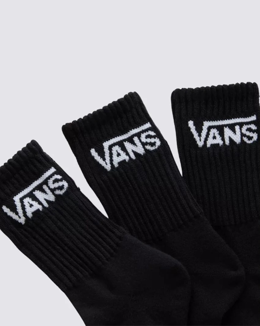 VANS Classic Crew 3pk Youth Socks - Black