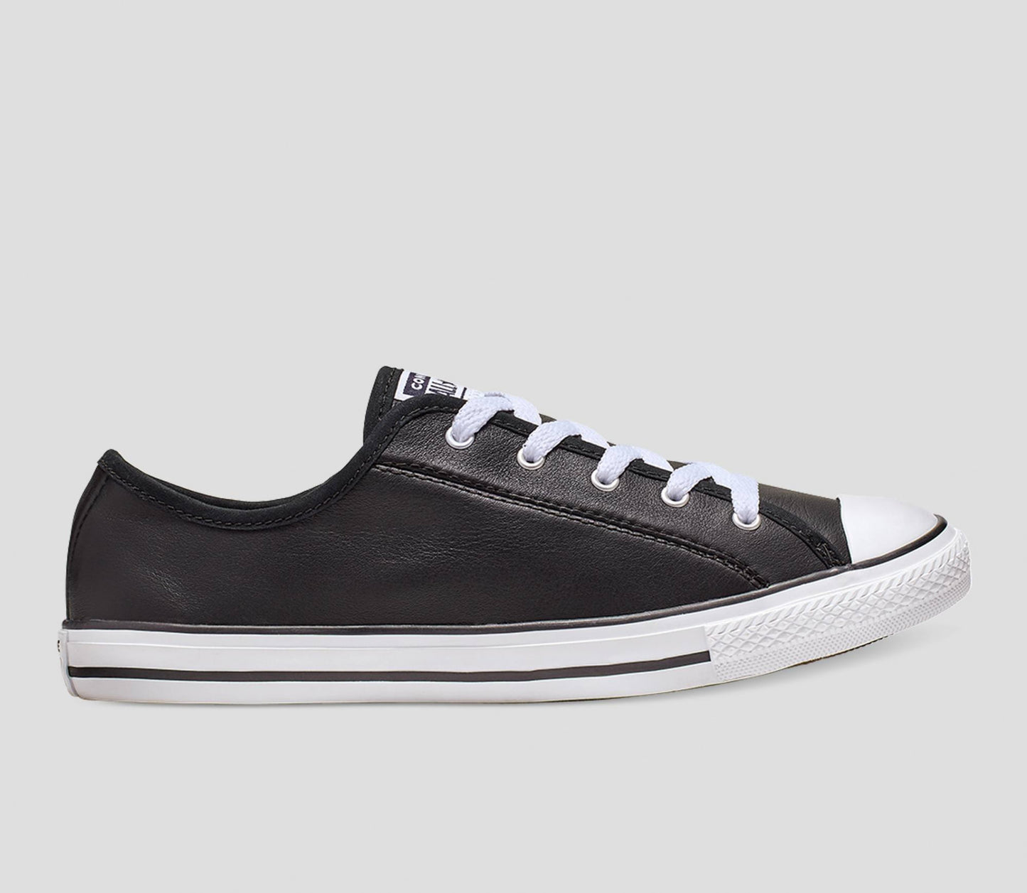 CONVERSE Chuck Taylor All Star Womens Leather Dainty Shoe - Black/White/White - VENUE.
