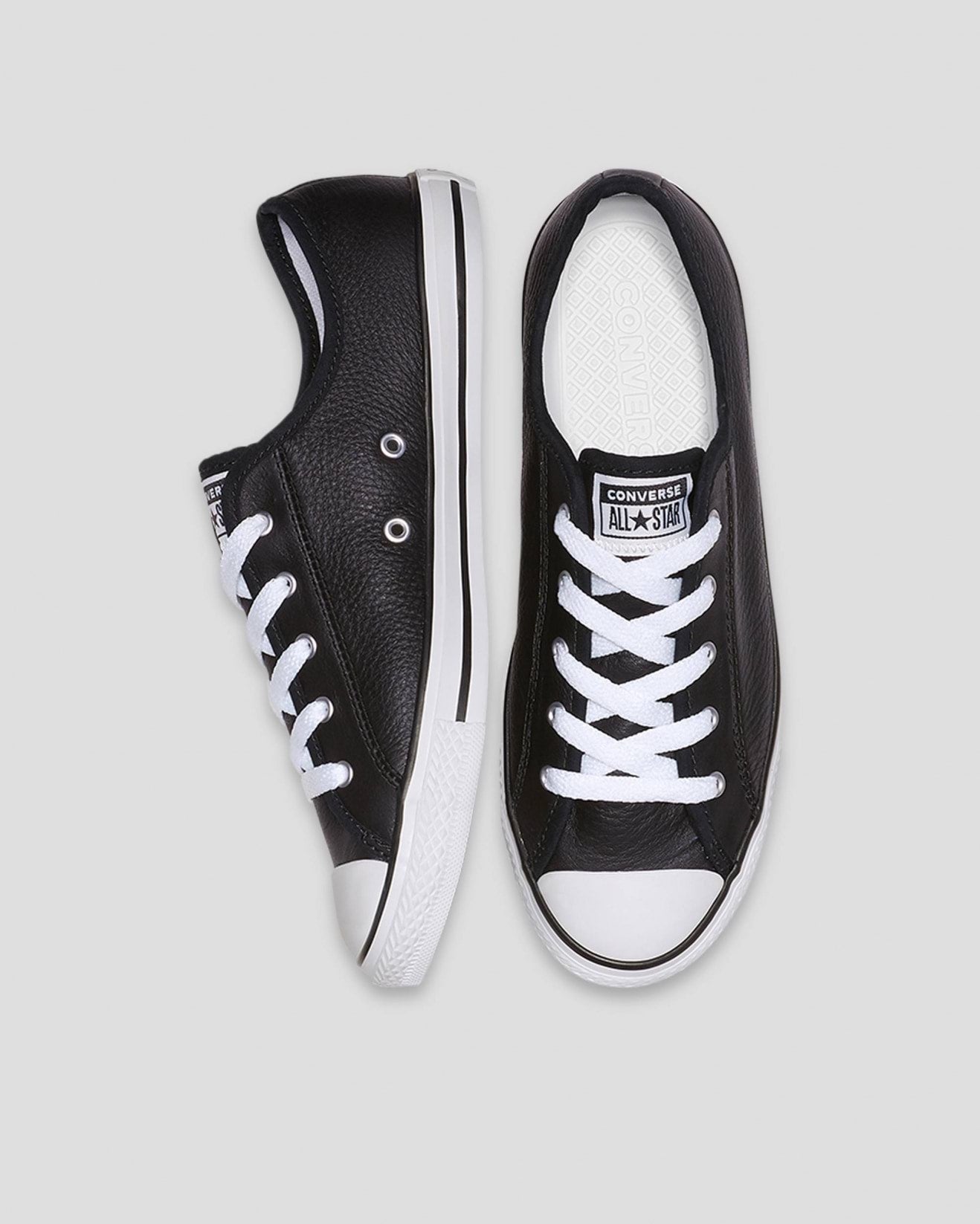 CONVERSE Chuck Taylor All Star Womens Leather Dainty Shoe - Black/White/White - VENUE.